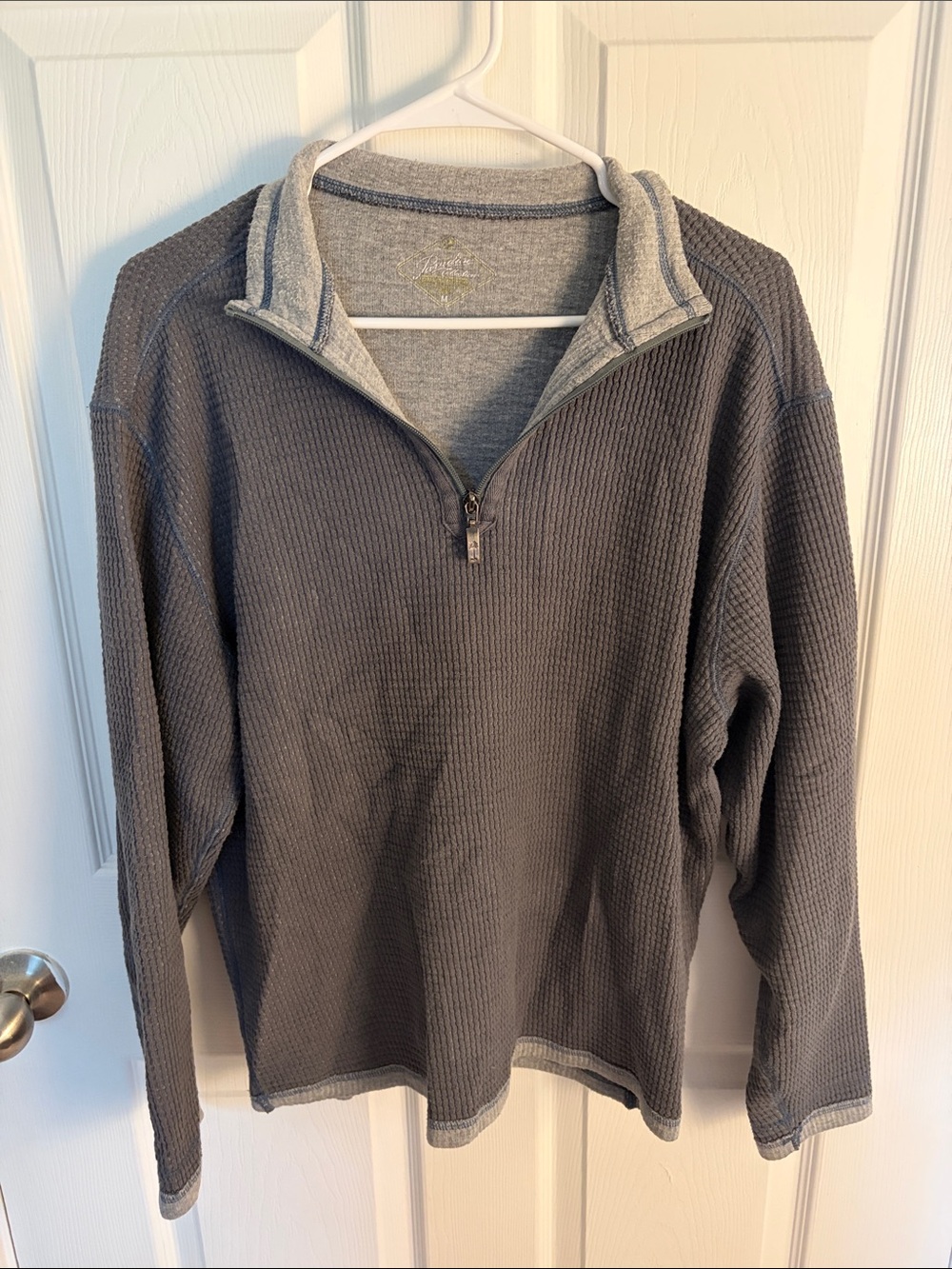 Men's Quarter-Zip Waffle Knit Pullover Sweater - Gray